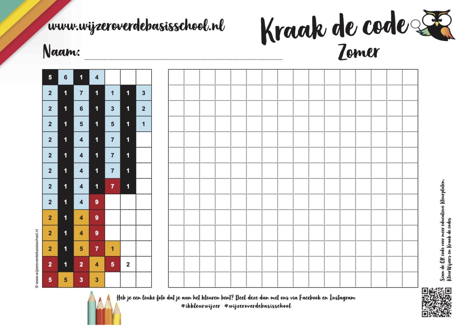 Kleurplaat zomer, leesbingo en 'kraak de code' (PDF)