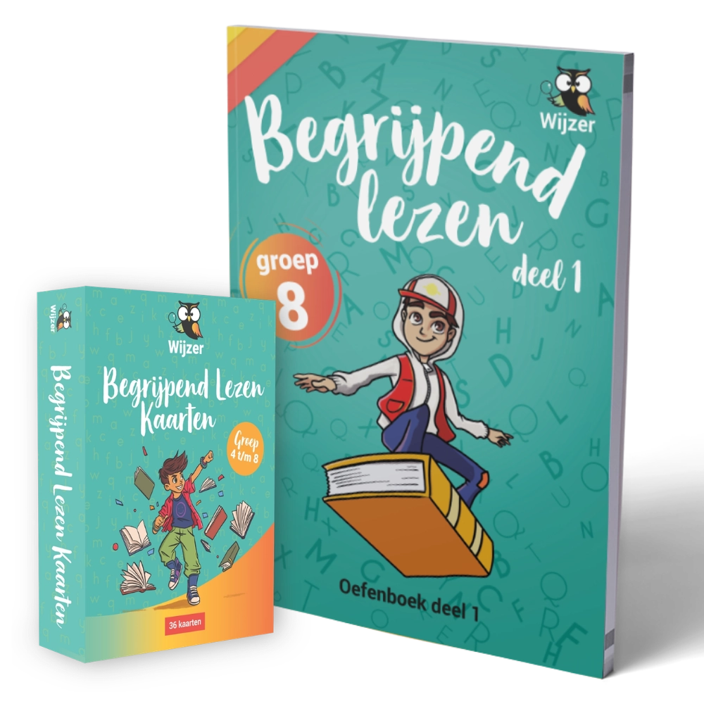 Begrijpend Lezen Groep 8 Oefenboek deel 1 + Begrijpend Lezen Kaarten