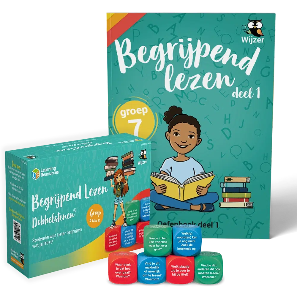 Oefenboek Begrijpend lezen groep 7 deel 1 + Begrijpend Lezen Dobbelstenen
