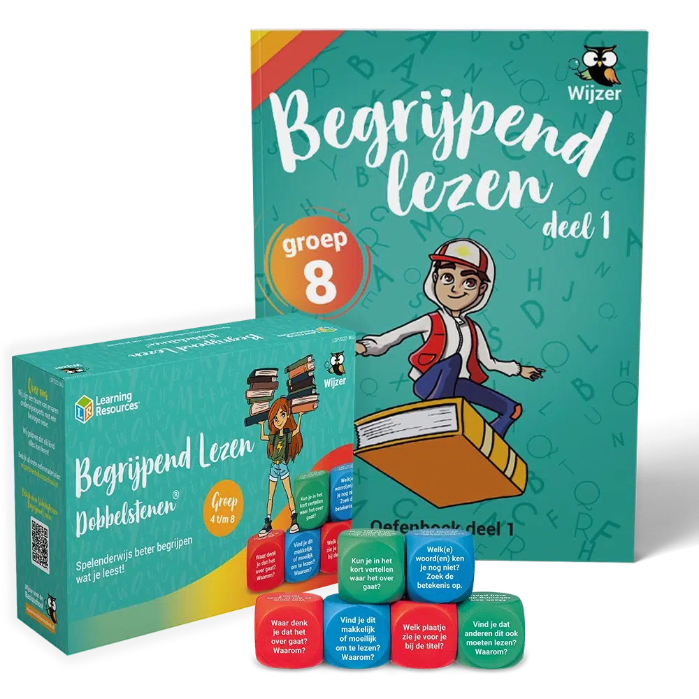 Oefenboek Begrijpend lezen groep 8 deel 1 + Begrijpend Lezen Dobbelstenen